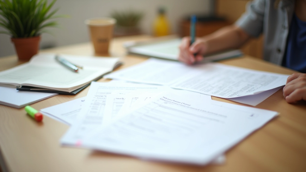 Materiale di studio DELE con esercizi e certificati su scrivania di studio luminosa