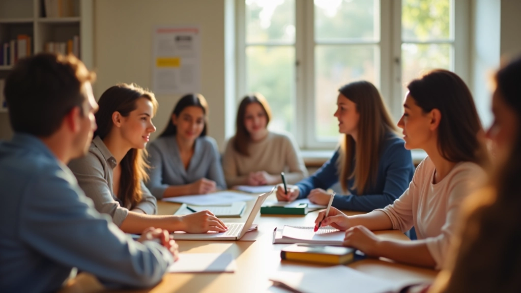 Aula moderna di insegnamento dello spagnolo in Italia con studenti concentrati durante la lezione